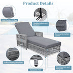 GO Outdoor Long Reclining Chaise with Armrests and Cushions