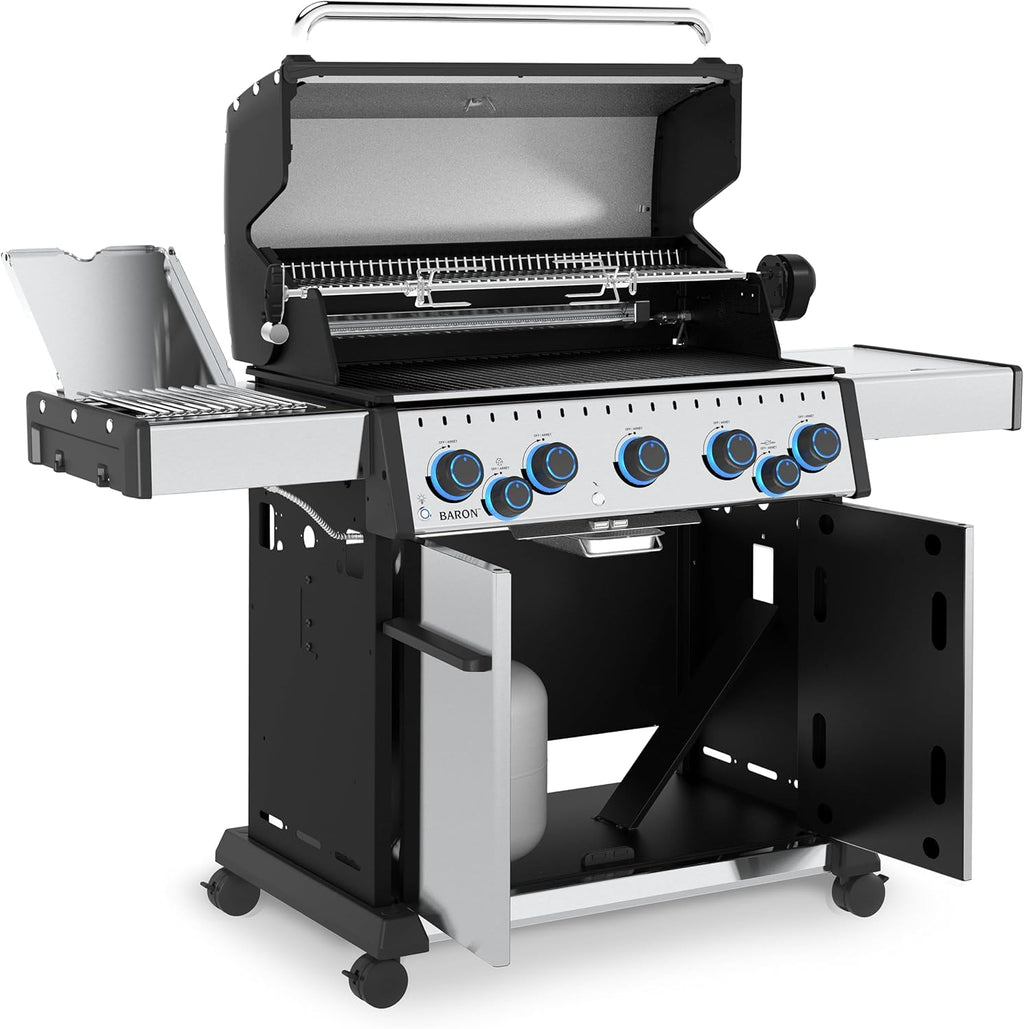 678344 Baron S 590 Pro IR 5-Burner Pellet Ready Propane Gas Grill in Stainless Steel with Infrared Side Burner and Rear Rotisserie Burner