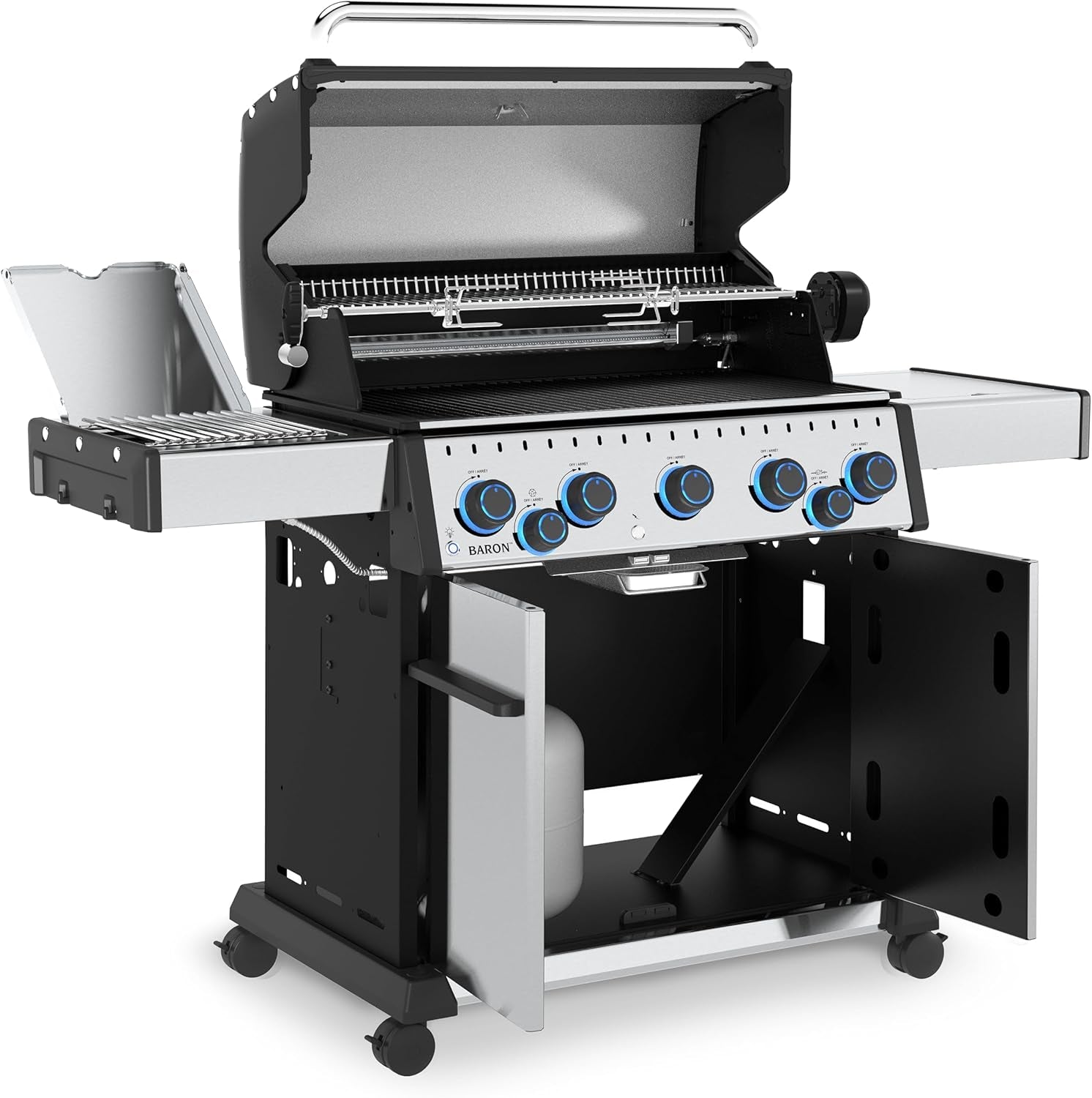 678344 Baron S 590 Pro IR 5-Burner Pellet Ready Propane Gas Grill in Stainless Steel with Infrared Side Burner and Rear Rotisserie Burner