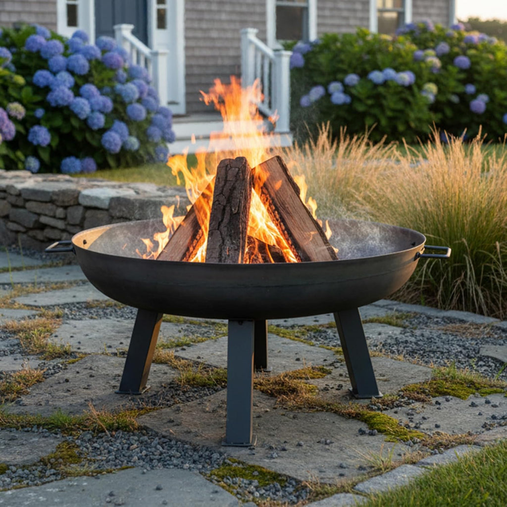 Sunnydaze Cast Iron Heavy Duty Fire Pit for outside - Wood Burning Outdoor Fire Pit Bowl with Handles for Patio, Backyard, Camping - 30" - Gray