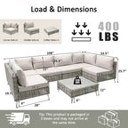 K&K 7-Piece Wicker Patio Furniture Set