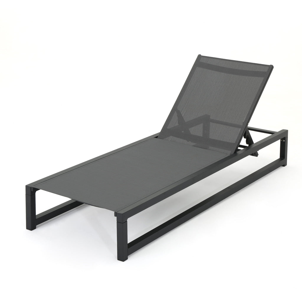 HouseOfZazla | Outdoor Chaise Lounge with 5 Reclining Positions | Aluminum Frame