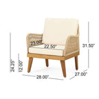 Outdoor Club Chair With Rope Weave Design - Teak