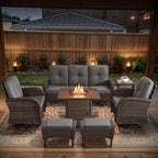 Outdoor Fire Pit Conversation Set, 3-Seat Sofa & Chairs Patio Furniture Set