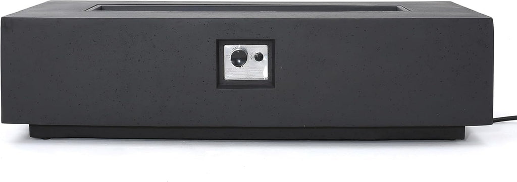 Outdoor Lightweight Concrete 50,000 BTU Rectangular Fire Pit with Tank Holder, Dark Gray