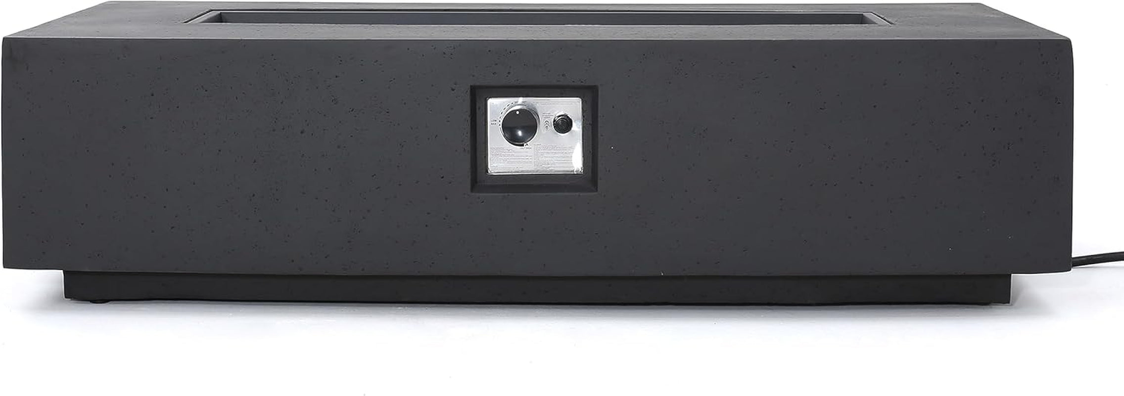 Outdoor Lightweight Concrete 50,000 BTU Rectangular Fire Pit with Tank Holder, Dark Gray