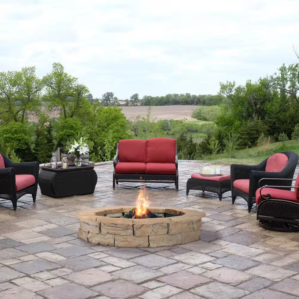 44 In. Fossill Brown round Fire Pit Kit