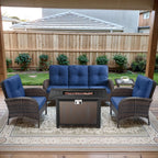 Outdoor Fire Pit Conversation Set, 3-Seat Sofa & Chairs Patio Furniture Set