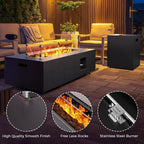 Fire Pit Table 42In Propane Fire Pit 50,000 BTU Rectangular Gas Fire Pits with Wind Guard Propane Tank Cover Table Lava Rocks for Outdoor outside Patio
