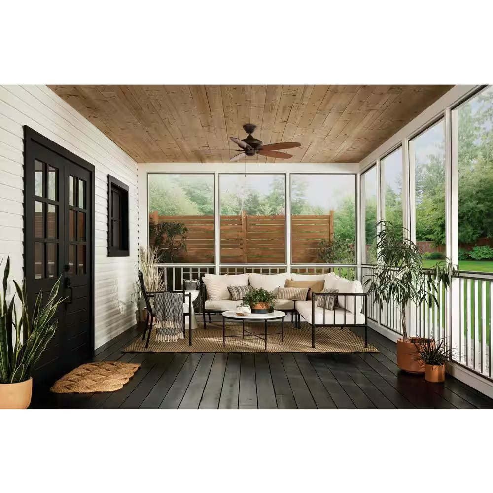 Renew Patio 52 In. Indoor/Outdoor Satin Natural Bronze Dual Mount Ceiling Fan with Pull Chain for Covered Patios