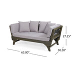 Outdoor Acacia Wood Expandable Daybed With Cushions