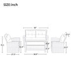 Set Of 4 Piece All Weather Wicker Patio Furniture