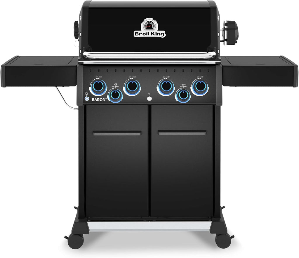 674144 Baron 490 Pro Shadow 4-Burner Pellet Ready Propane Gas Grill in Black with Side Burner and Rear Rotisserie Burner