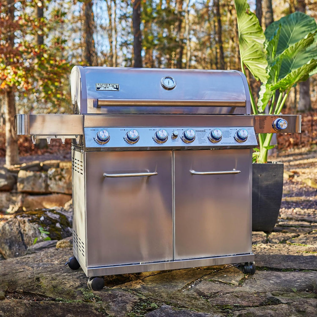 77352 6-Burner Stainless Steel Cabinet Style Propane Gas Grill with Smoke Box(2 Items)