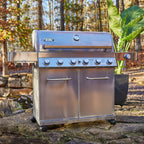 77352 6-Burner Stainless Steel Cabinet Style Propane Gas Grill with Smoke Box(2 Items)