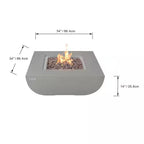Westport 34 In. X 14 In. Grey round Concrete Propane Pit Table with Electronic Ignition Cover and Lava Rock