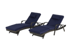 Outdoor Wicker Reclining Chair Set of 2 with Cushions
