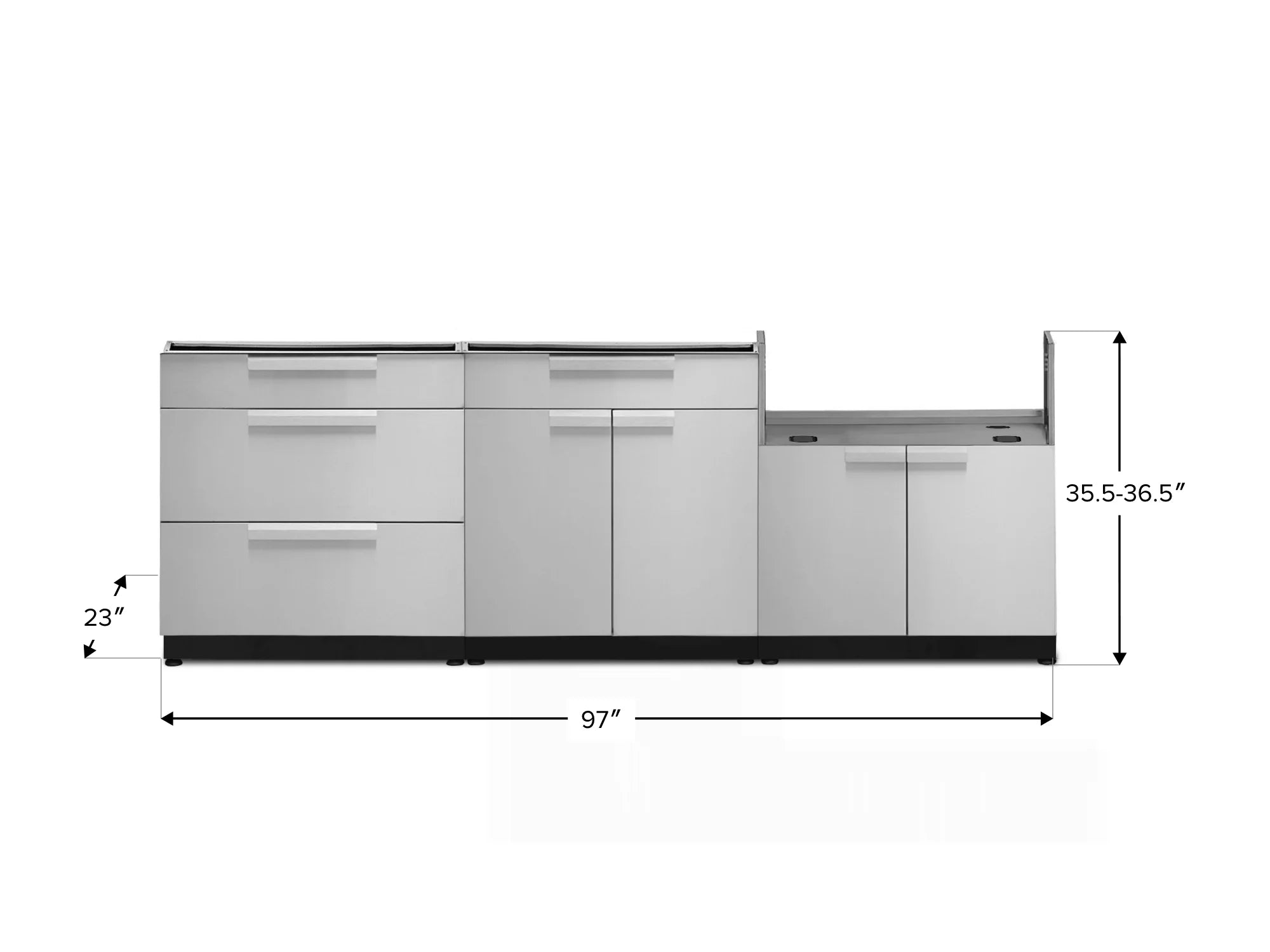 Newage Products Outdoor Kitchen Stainless Steel 3 Piece Cabinet Set with 3-Drawer, Bar and Grill Cabinet