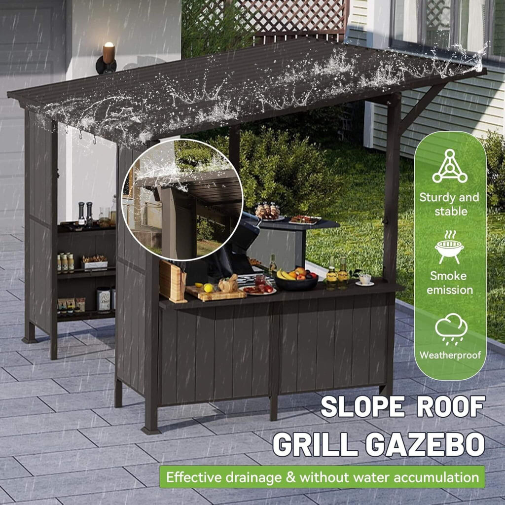 Alora 9x10 Ft. Premium Outdoor Hardtop Grill Gazebo with Shelves