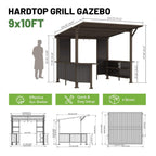 Alora 9x10 Ft. Premium Outdoor Hardtop Grill Gazebo with Shelves