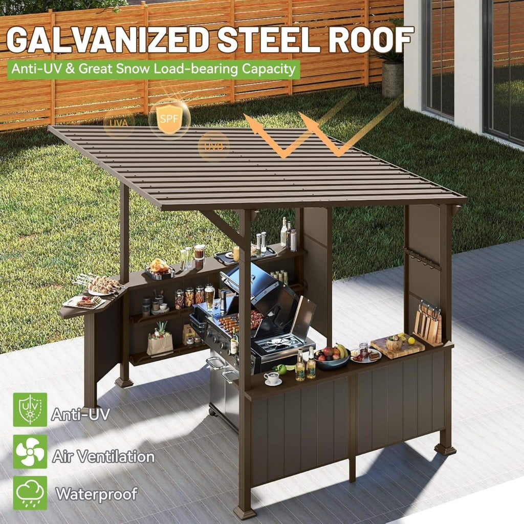 Alora 9x10 Ft. Premium Outdoor Hardtop Grill Gazebo with Shelves