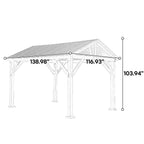 [09X11FT] Alora Heavy-Duty All-Weather Hardtop Wooden Carport Gazebo With Galvanized Steel Roof