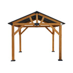 [09X11FT] Alora Heavy-Duty All-Weather Hardtop Wooden Carport Gazebo With Galvanized Steel Roof