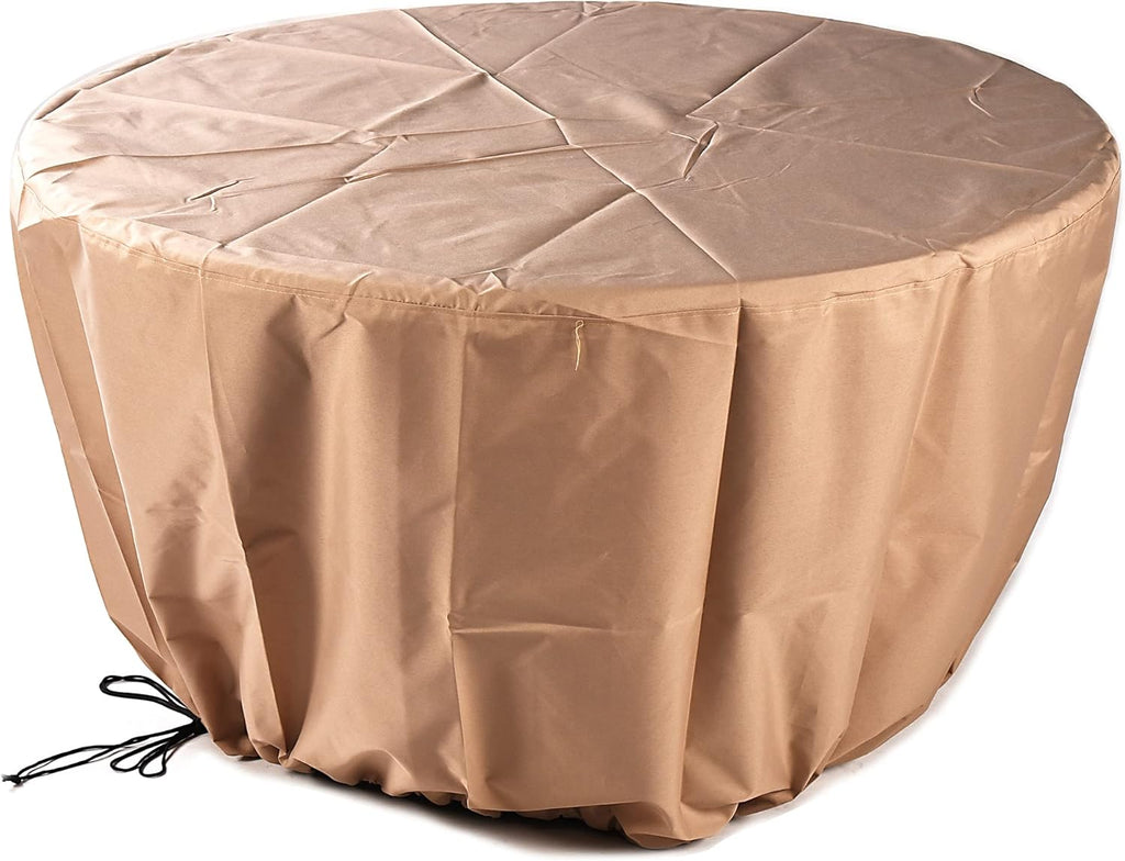 round 44 In. X 44 In. Aluminum Propane Fire Pit Table with Glass Beads, Two Covers, Lid, 57,000 Btus in Grey Finish