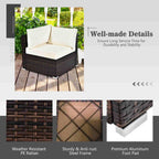 8-Piece Patio Rattan Furniture Set Fire Pit Table Tank Holder Cover Deck off White