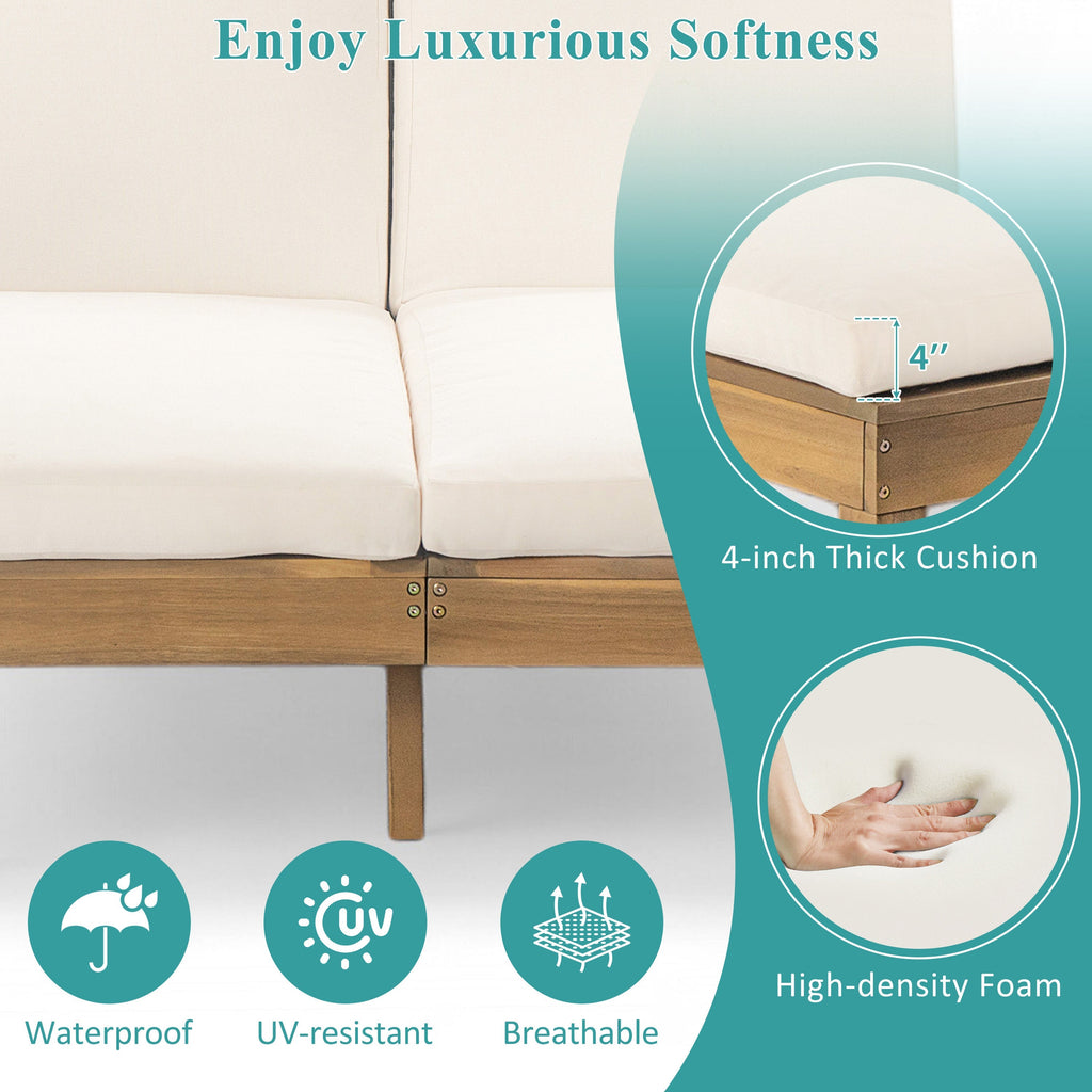 5-Position Adjustable Backrest Double Chaise Lounge Outdoor