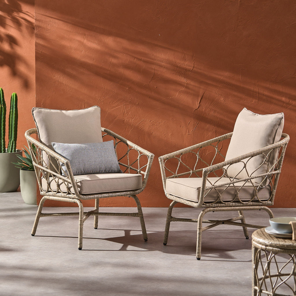 Outdoor Club Chair Set with Water Resistant Cushions