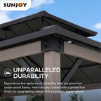 8 Ft. X 12 Ft. Matte Black Churchill Cedar Framed Grill Gazebo with DC Solar Power for Backyard