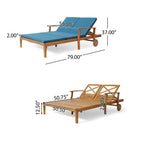 Outdoor Adjustable Double Chaise Lounge with Water Resistant Cushions