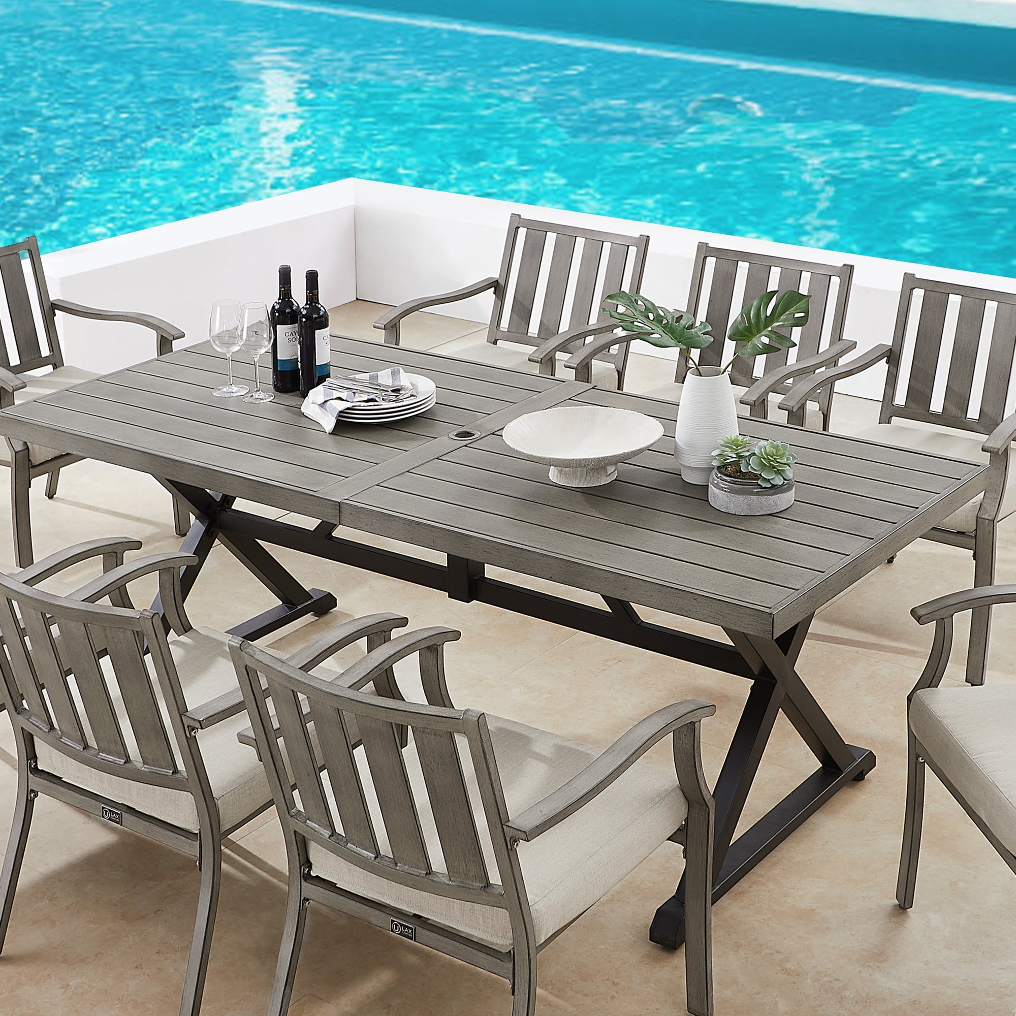 Rectangular Outdoor Dining Set with Sunbrella® Cushions