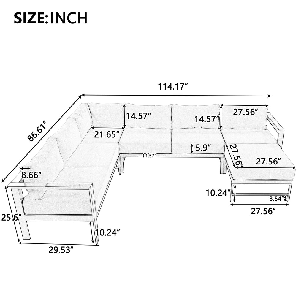 U-Shaped Outdoor Sectional Sofa Set
