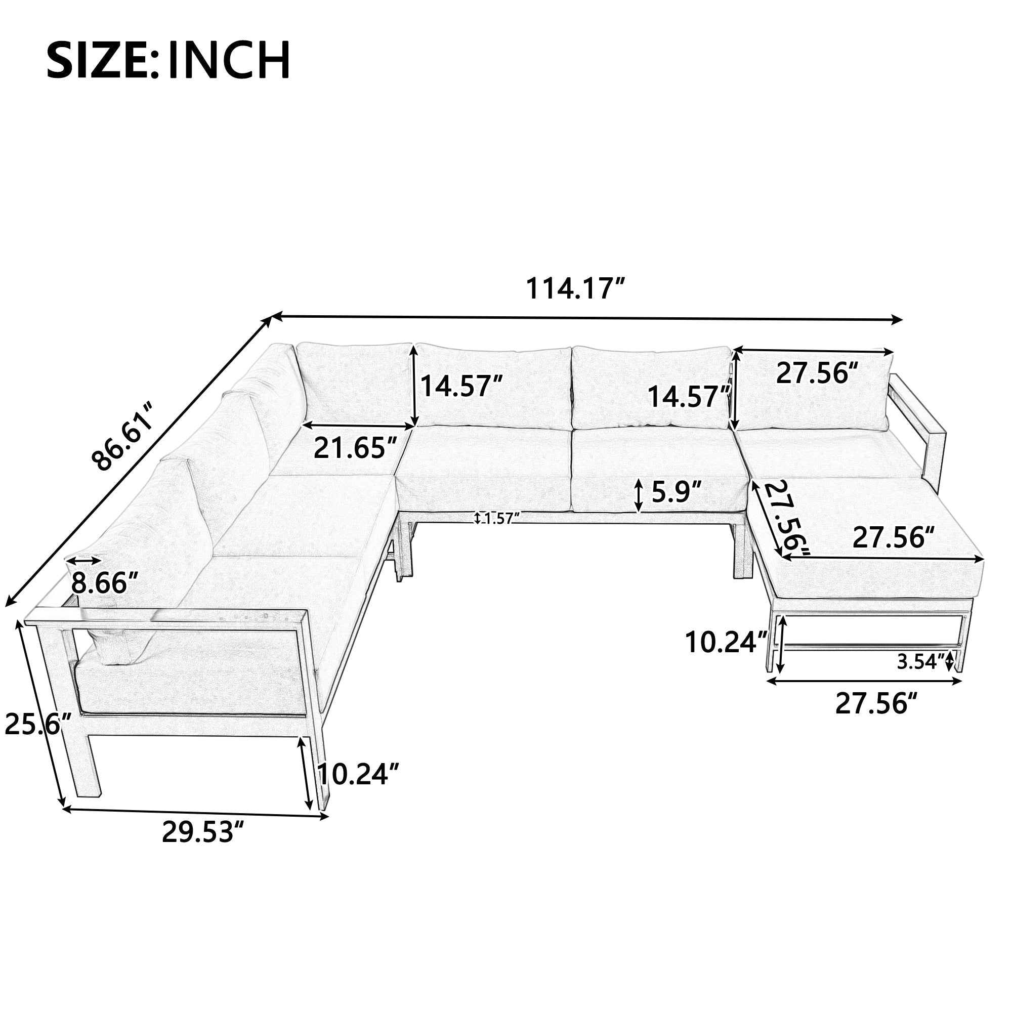 U-Shaped Outdoor Sectional Sofa Set