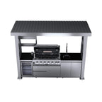 Castelle Flame Blaze 108-Inch 6-Burner 85K BTU Deluxe Stainless Steel Liquid Propane Outdoor Kitchen Grill Island With Wine Cooler, Rotisserie, Cabinets, And Granite Countertops (SAK58310)