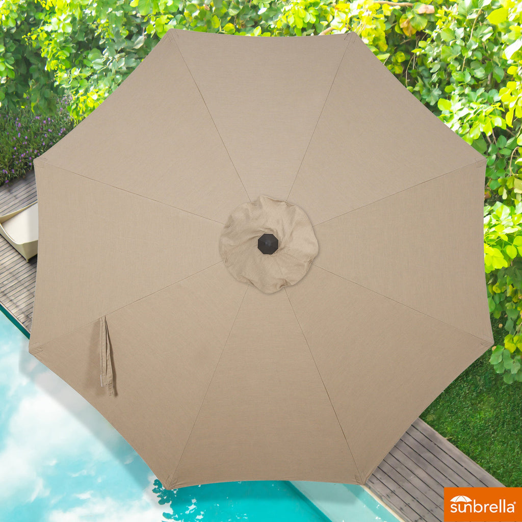 8PCS Round Dining Set With Lazy Susan and Sunbrella Umbrella And Cushion