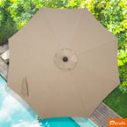 8PCS Round Dining Set With Lazy Susan and Sunbrella Umbrella And Cushion