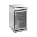 Castelle Flame Imperial 110-Inch 4-Burner 72K BTU Deluxe Stainless Steel Outdoor Kitchen Grill Island With Wine Cooler, Rotisserie, Cabinets, And Granite Countertops