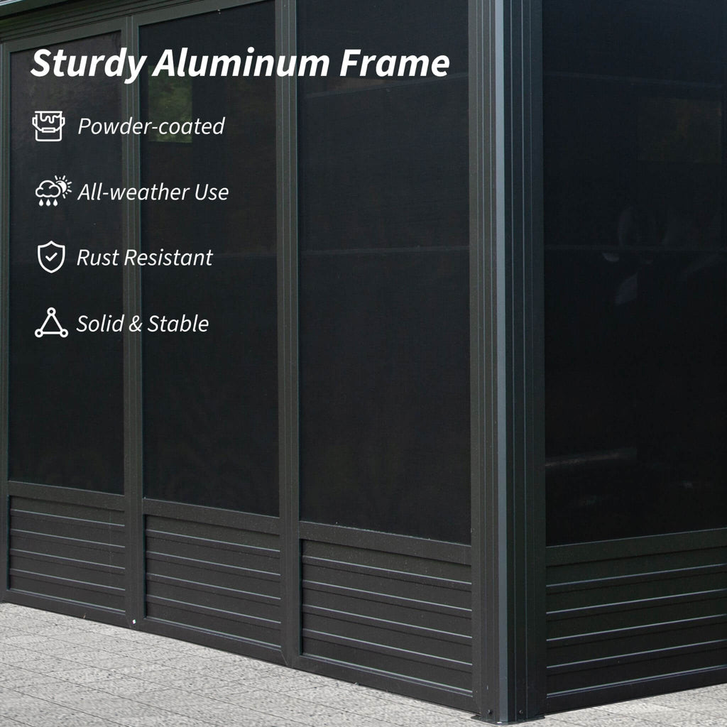 [11X21FT] Alora Outdoor All-Season Solarium Sunroom Gazebo With Galvanized Steel Roof