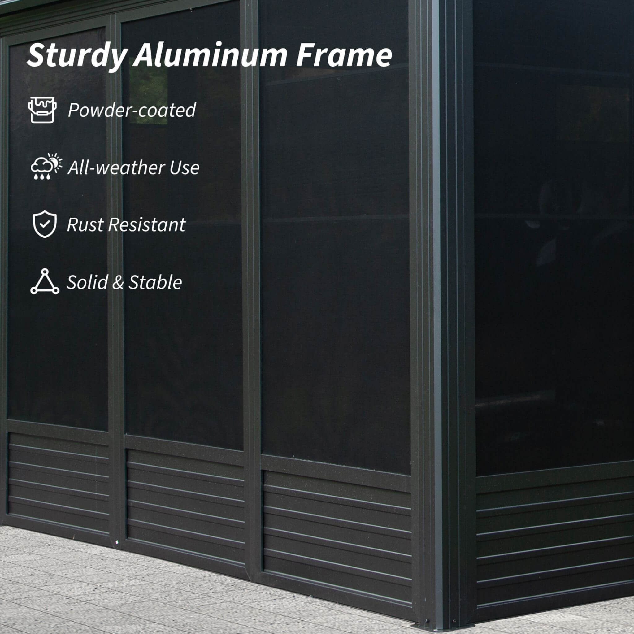 [11X21FT] Alora Outdoor All-Season Solarium Sunroom Gazebo With Galvanized Steel Roof