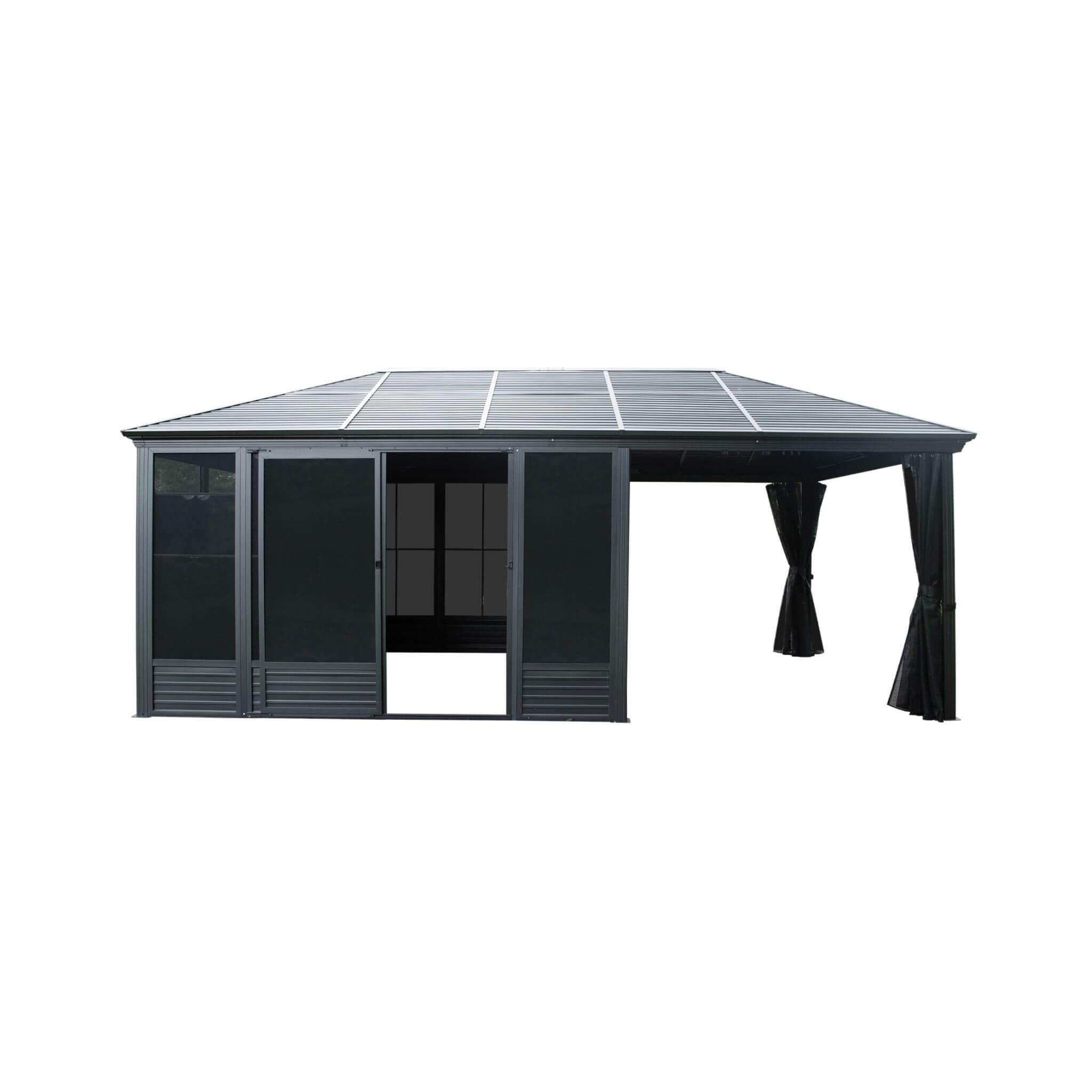 [11X21FT] Alora Outdoor All-Season Solarium Sunroom Gazebo With Galvanized Steel Roof