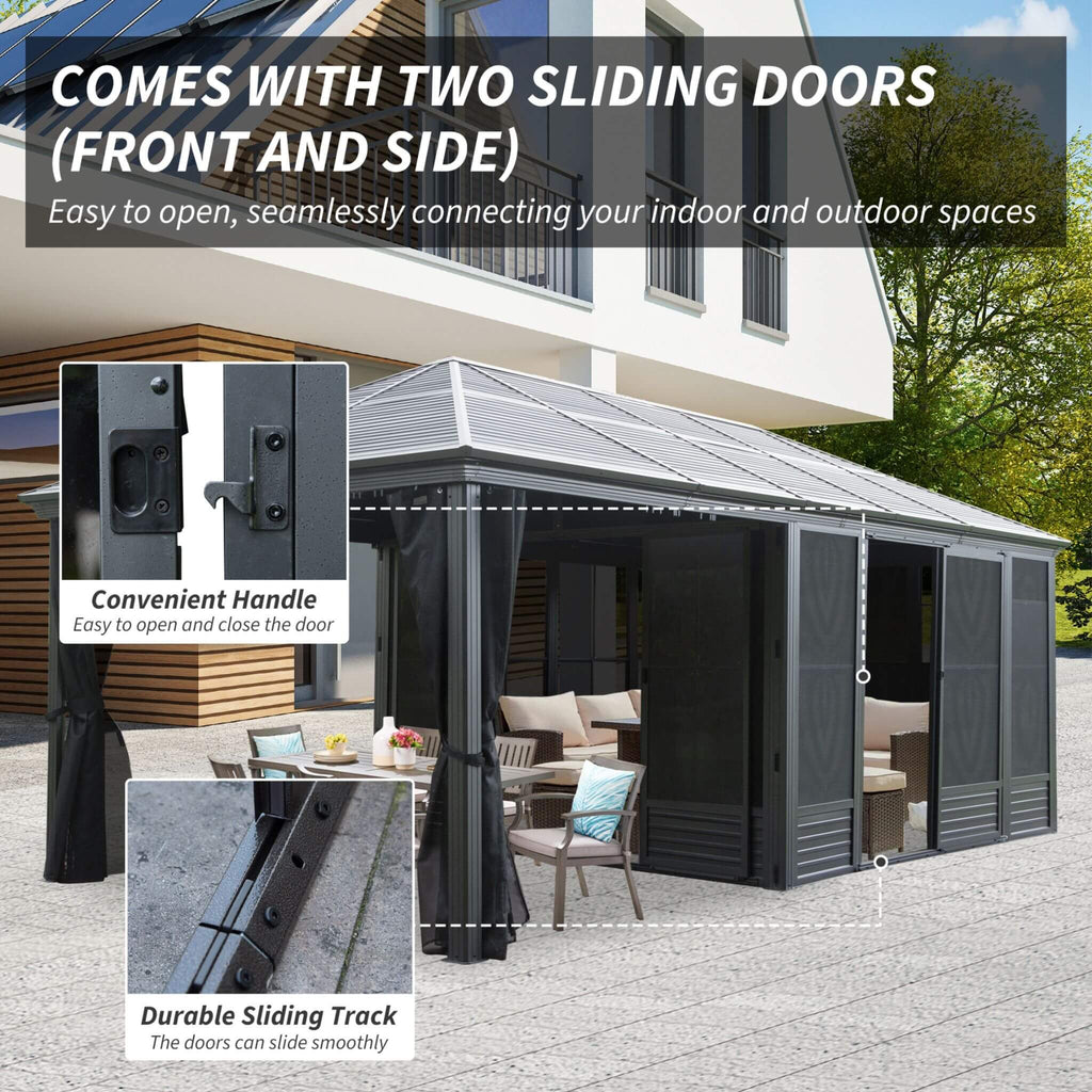 [11X21FT] Alora Outdoor All-Season Solarium Sunroom Gazebo With Galvanized Steel Roof