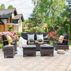 Outdoor Rattan Patio Furniture Set with Swivel Rockers