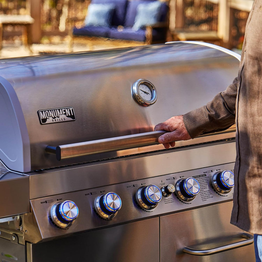 77352 6-Burner Stainless Steel Cabinet Style Propane Gas Grill with Smoke Box(2 Items)