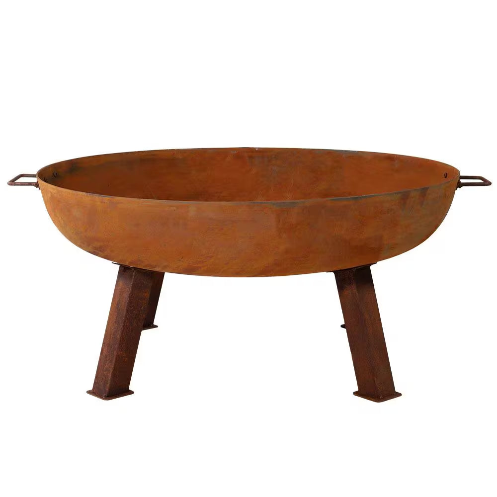 Rustic 34 In. X 15 In. round Large Cast Iron Wood-Burning Fire Pit Bowl