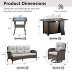 Outdoor Fire Pit Conversation Set, 3-Seat Sofa & Chairs Patio Furniture Set
