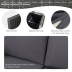 9-Pieces Patio Rattan Furniture Set Fire Pit Table Storage Grey with Cover Grey