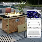 K&K 8-Piece Patio Furniture Set with Fire Pit Table